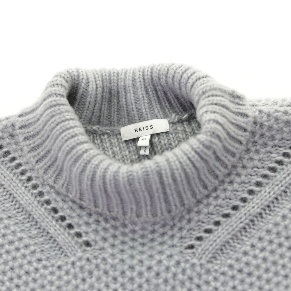 Reiss Myla Oversize Modern Cable Knit Wool Cashmere Gray Jumper Sweater Women XS - Picture 8 of 9